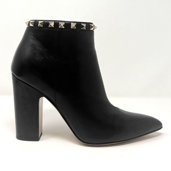 Valentino Garavani Black Rockstud Leather Ankle Boots – Size 37.5 - Picture 3 of 10